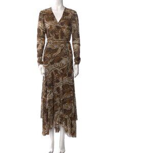 GANNI next Animal Print Long Wrap Dress Size M